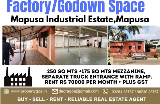 Rental Factory/Warehouse 425M2 at Mapusa Industrial Estate